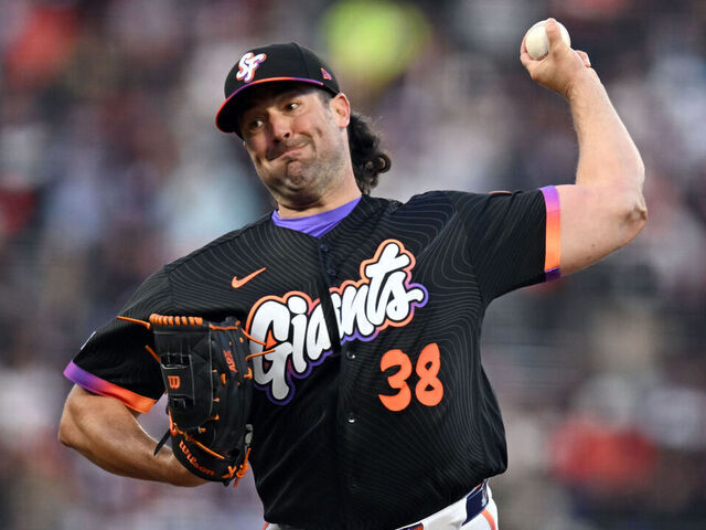 SAN FRANCISCO, CALIFORNIA - APRIL 7: Robbie Ray #38 of the San Francisco Giants pitches against the Philadelphia Phillies in the first inning at Oracle Park on April 7, 2026 in San Francisco, California.