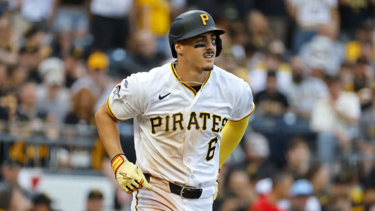 PITTSBURGH, PA - APRIL 03: Konnor Griffin #6 of the Pittsburgh Pirates in action in his major league debut against the Baltimore Orioles at PNC Park on April 3, 2026 in Pittsburgh, Pennsylvania.