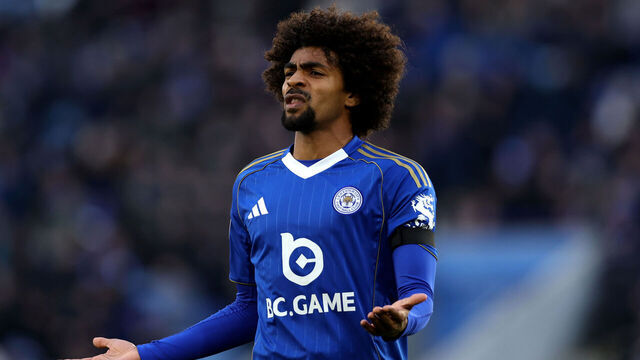 LEICESTER, ENGLAND - JANUARY 24:Hamza Choudhury of Leicester City reacts during the Sky Bet Championship match between Leicester City and Oxford United at The King Power Stadium on January 24, 2026 in Leicester, England.
