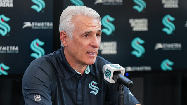 SEATTLE, WASHINGTON - APRIL 22: Seattle Kraken President of Hockey Operations Ron Francis speaks to the media during a press conference at the Kraken Community Iceplex on April 22, 2025 in Seattle, Washington.