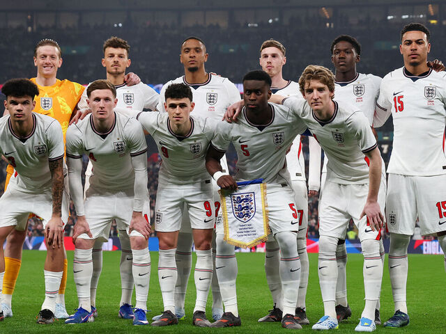 LONDON, ENGLAND - MARCH 31: Players of England pose for a team photo prior to the international friendly match between England and Japan at Wembley Stadium on March 31, 2026 in London, England.