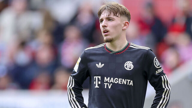 Freiburg, Germany - April 4: Lennart Karl of Bayern Muenchen looks dejected during the Bundesliga match between Sport-Club Freiburg and FC Bayern München at Europa-Park Stadion on April 4, 2026 in Freiburg, Germany.