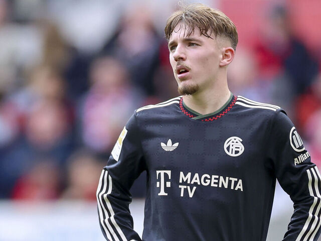 Freiburg, Germany - April 4: Lennart Karl of Bayern Muenchen looks dejected during the Bundesliga match between Sport-Club Freiburg and FC Bayern München at Europa-Park Stadion on April 4, 2026 in Freiburg, Germany.
