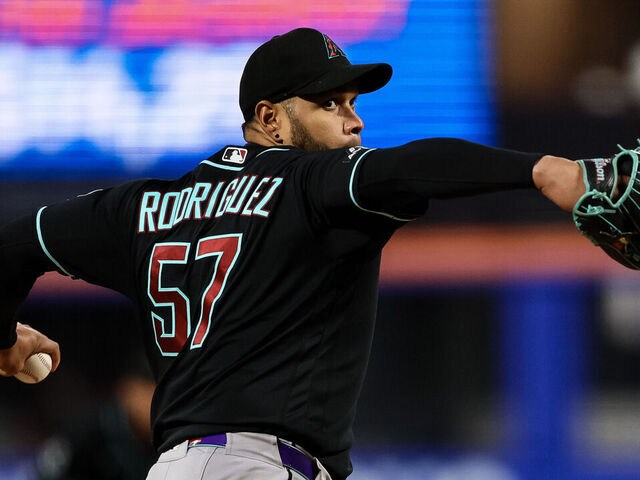 NEW YORK, NEW YORK - APRIL 09: Eduardo Rodriguez #57 of the Arizona Diamondbacks throws a pitch against the New York Mets during the second inning at Citi Field on April 09, 2026 in New York City.