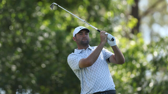 AUGUSTA, GEORGIA - APRIL 10: Scottie Scheffler of the United States plays his shot from the fourth tee during the second round of the 2026 Masters Tournament at Augusta National Golf Club on April 10, 2026 in Augusta, Georgia.