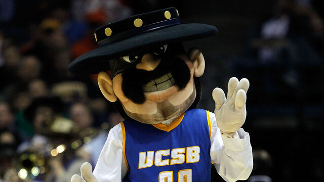 MILWAUKEE - MARCH 19: The UC Santa Barbara Gauchos mascot performs on the court during a break in the game against the Ohio State Buckeyes during the first round of the 2010 NCAA men's basketball tournament at the Bradley Center on March 19, 2010 in Milwaukee, Wisconsin.
