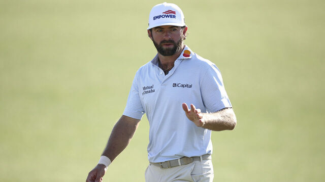 AUGUSTA, GEORGIA - APRIL 11: Cameron Young of the United States reacts on the 17th green during the third round of the 2026 Masters Tournament at Augusta National Golf Club on April 11, 2026 in Augusta, Georgia.