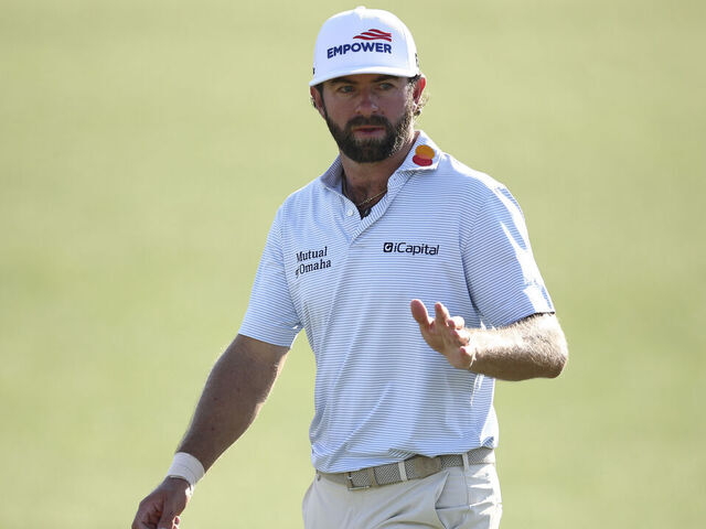 AUGUSTA, GEORGIA - APRIL 11: Cameron Young of the United States reacts on the 17th green during the third round of the 2026 Masters Tournament at Augusta National Golf Club on April 11, 2026 in Augusta, Georgia.