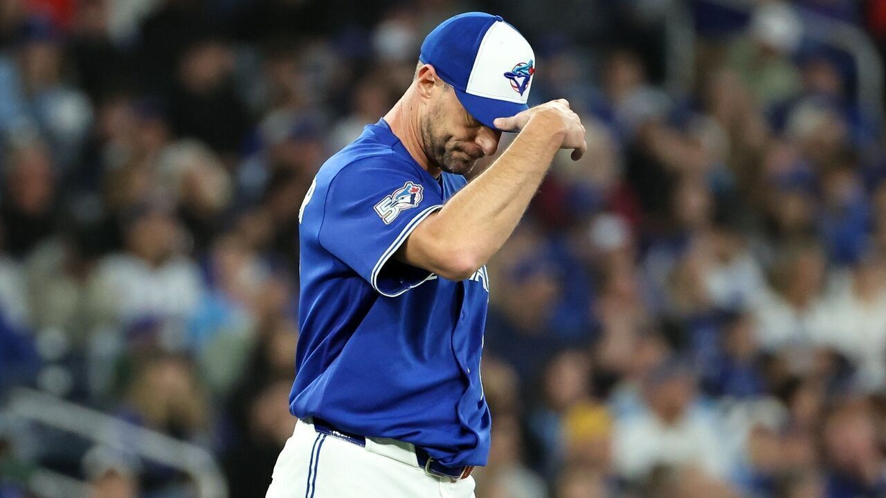 TORONTO, ON - April 12 Jays starting pitcher Toronto Max Scherzer (31) is only a few outs away from joining the 3500 strikeout club but had a rough outing. Here he reacts to a solo homer in the 3rd from Minnesota Twins first baseman Kody Clemens (2).The Toronto Blue Jays lost 2-8 to the Minnesota Twins at the Rogers Centre in MLB baseball actionApril 12 2026 Richard Lautens/Toronto Star (Richard Lautens/Toronto Star via Getty Images)