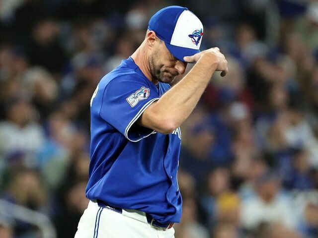 TORONTO, ON - April 12 Jays starting pitcher Toronto Max Scherzer (31) is only a few outs away from joining the 3500 strikeout club but had a rough outing. Here he reacts to a solo homer in the 3rd from Minnesota Twins first baseman Kody Clemens (2).The Toronto Blue Jays lost 2-8 to the Minnesota Twins at the Rogers Centre in MLB baseball actionApril 12 2026 Richard Lautens/Toronto Star (Richard Lautens/Toronto Star via Getty Images)