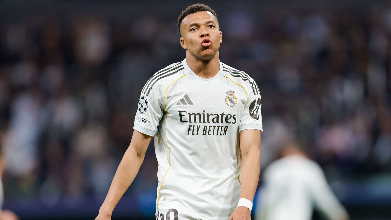Madrid, Spain - April 7: Kylian Mbappe of Real Madrid looks disappointed, dejected, frustrated during the UEFA Champions League 2025/26 Quarter-Final First Leg match between Real Madrid CF and FC Bayern München at Estadio Santiago Bernabeu on April 7, 2026 in Madrid, Spain.