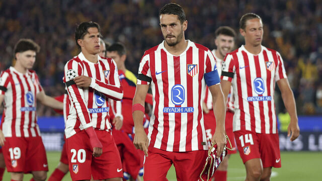 BARCELONA, SPAIN - APRIL 8: Koke of Atletico Madrid during the UEFA Champions League match between FC Barcelona v Atletico Madrid at the Camp Nou on April 8, 2026 in Barcelona Spain