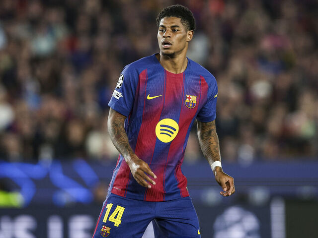 Marcus Rashford of FC Barcelona during the UEFA Champions League quarter-final first leg match between FC Barcelona and Atletico de Madrid at Spotify Camp Nou Stadium on April 8, 2026, in Barcelona, Spain.