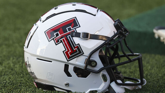 MANHATTAN, KS - NOVEMBER 01: A view of a Texas Tech Red Raiders helmet during a Big 12 football game between the Texas Tech Red Raiders and Kansas State Wildcats on November 1, 2025 at Bill Snyder Family Stadium in Manhattan, KS.