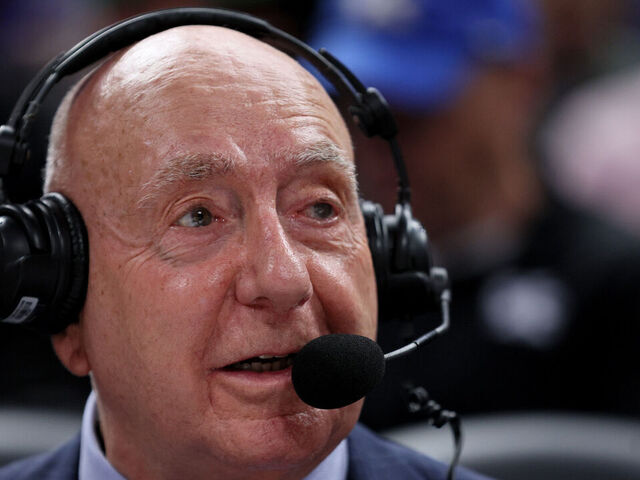 INDIANAPOLIS, INDIANA - NOVEMBER 15: ESPN analyst Dick Vitale calls the game between the Kentucky Wildcats and the Michigan State Spartans during the Champions Classic at Gainbridge Fieldhouse on November 15, 2022 in Indianapolis, Indiana.