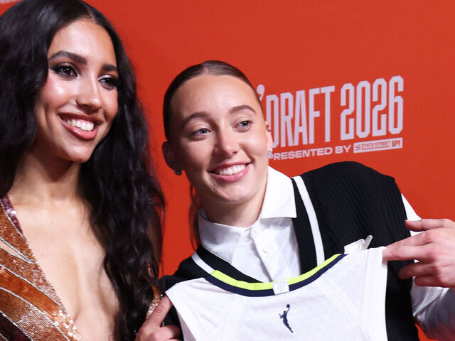 NEW YORK, NY - APRIL 13: Azzi Fudd and Paige Bueckers poses for a photo on the orange carpet during the 2026 WNBA draft on April 13, 2026 at The Shed in New York, New York NOTE TO USER: User expressly acknowledges and agrees that, by downloading and/or using this Photograph, user is consenting to the terms and conditions of the Getty Images License Agreement. Mandatory Copyright Notice: Copyright 2026 NBAE
