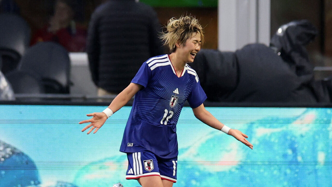 SEATTLE, WASHINGTON - APRIL 14: Maika Hamano #17 of Japan celebrates after scoring the team's first goal during the International Friendly match between United States and Japan at Lumen Field on April 14, 2026 in Seattle, Washington.