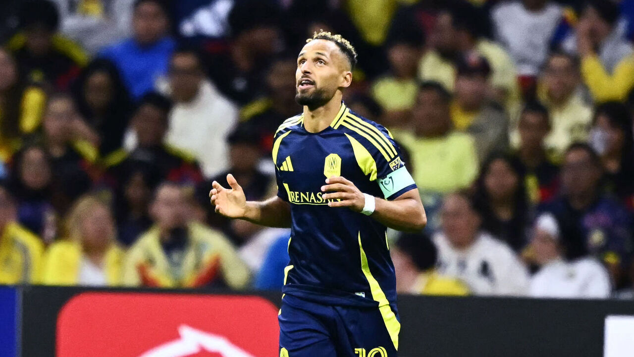 Nashville's German midfielder #10 Hany Mukhtar celebrates after scoring the opening goal during the CONCACAF Champions Cup quarterfinal football match between Mexico's America and US' NashvilleSC, at Banorte stadium in Mexico City, on April 14, 2026.