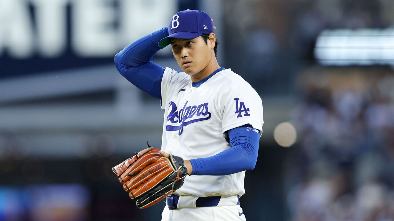 LOS ANGELES, CA - APRIL 15: Shohei Ohtani #17 of the Los Angeles Dodgers (wearing #42 in honor of Jackie Robinson) prepares to pitch in the first inning during the game between the New York Mets and the Los Angeles Dodgers at UNIQLO Field at Dodger Stadium on Wednesday, April 15, 2026 in Los Angeles, California.