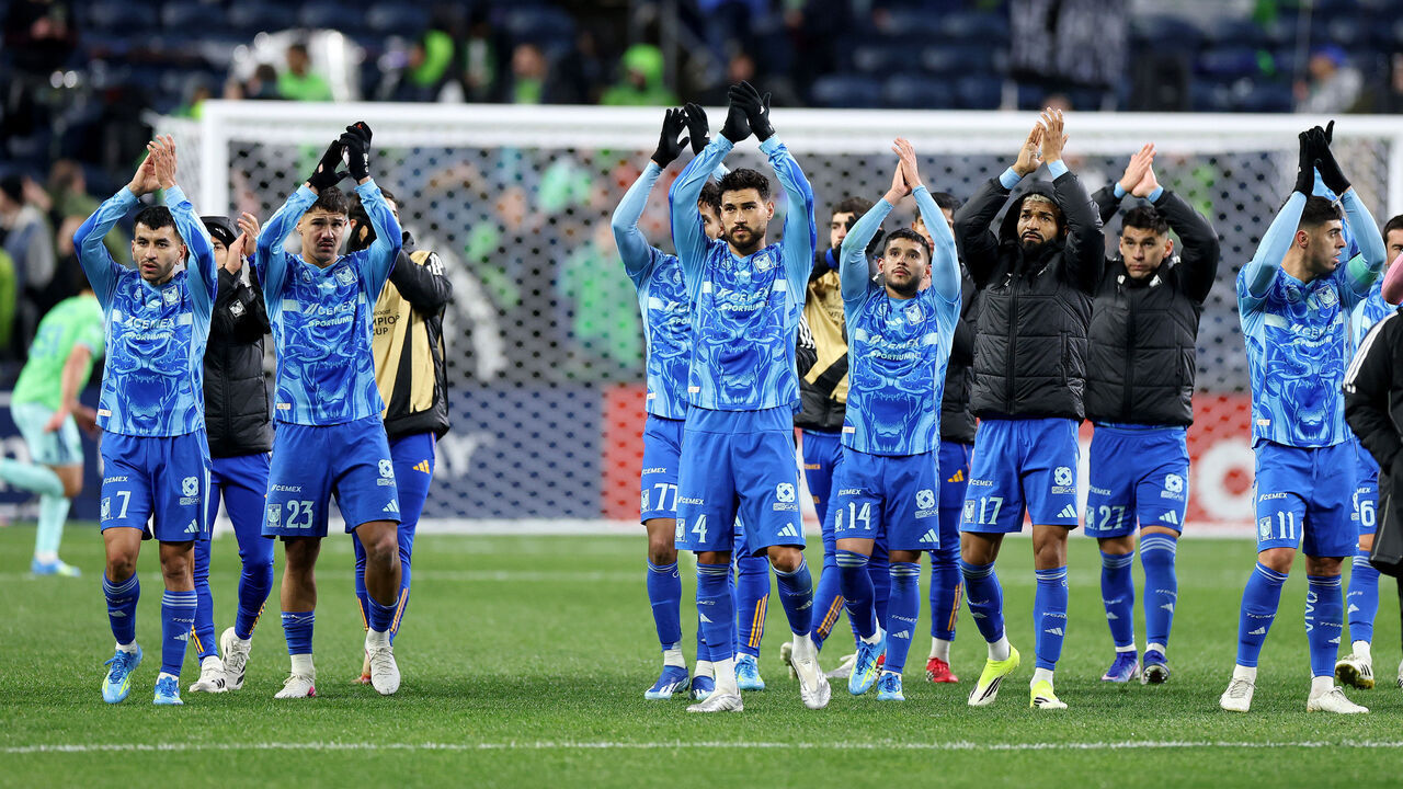SEATTLE, WASHINGTON - APRIL 15: UANL Tigres celebrate after beating the Seattle Sounders FC at Lumen Field on April 15, 2026 in Seattle, Washington.