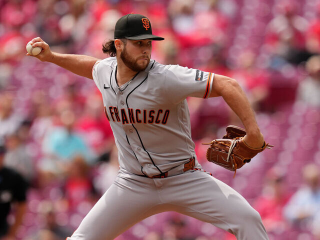 CINCINNATI, OHIO - APRIL 16: Landen Roupp #65 of the San Francisco Giants pitches during the first inning against the Cincinnati Reds at Great American Ball Park on April 16, 2026 in Cincinnati, Ohio.