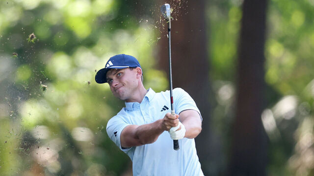 HILTON HEAD ISLAND, SOUTH CAROLINA - APRIL 16: Ludvig Aberg of Sweden plays a shot on the sixth hole during the first round of the RBC Heritage 2026 at Harbour Town Golf Links on April 16, 2026 in Hilton Head Island, South Carolina.