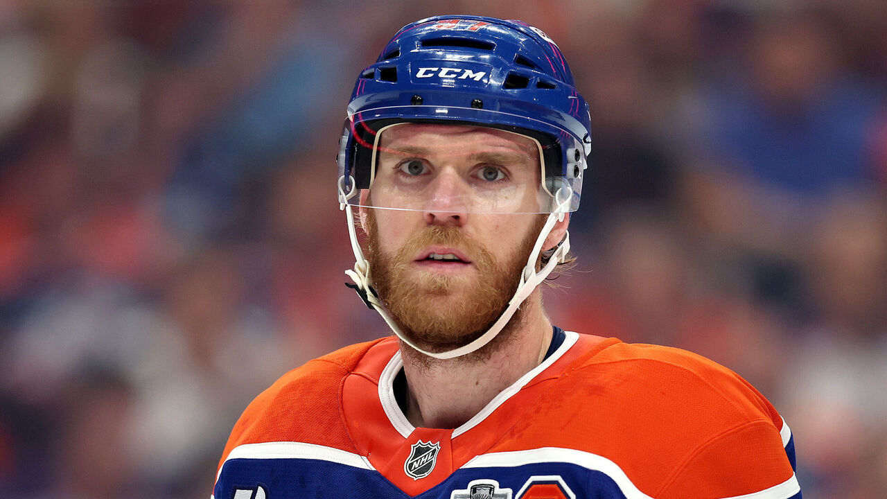 EDMONTON, ALBERTA - JUNE 06: Connor McDavid #97 of the Edmonton Oilers looks on against the Florida Panthers during the first period in Game Two of the 2025 Stanley Cup Final at Rogers Place on June 06, 2025 in Edmonton, Alberta.