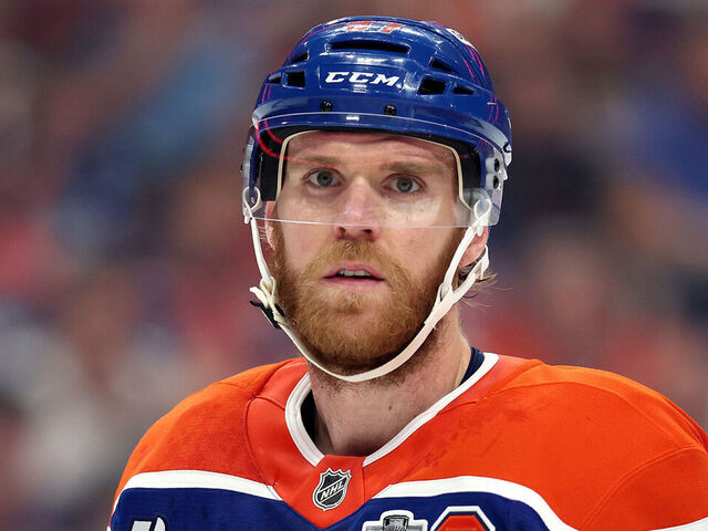 EDMONTON, ALBERTA - JUNE 06: Connor McDavid #97 of the Edmonton Oilers looks on against the Florida Panthers during the first period in Game Two of the 2025 Stanley Cup Final at Rogers Place on June 06, 2025 in Edmonton, Alberta.