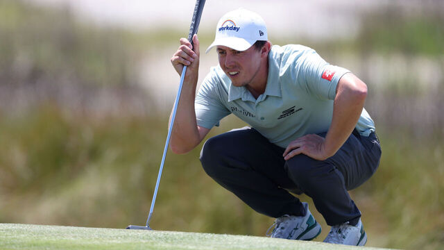 HILTON HEAD ISLAND, SOUTH CAROLINA - APRIL 17: Matthew Fitzpatrick of England lines up a putt on the 18th green during the second round of the RBC Heritage 2026 at Harbour Town Golf Links on April 17, 2026 in Hilton Head Island, South Carolina.