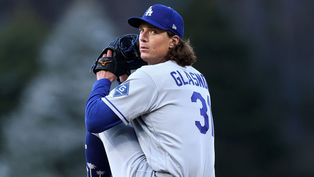 DENVER, COLORADO - APRIL 17: Starting pitcher Tyler Glasnow #31 of the Los Angeles Dodgers throws against the Colorado rockies during the first inning at Coors Field on April 17, 2026 in Denver, Colorado.