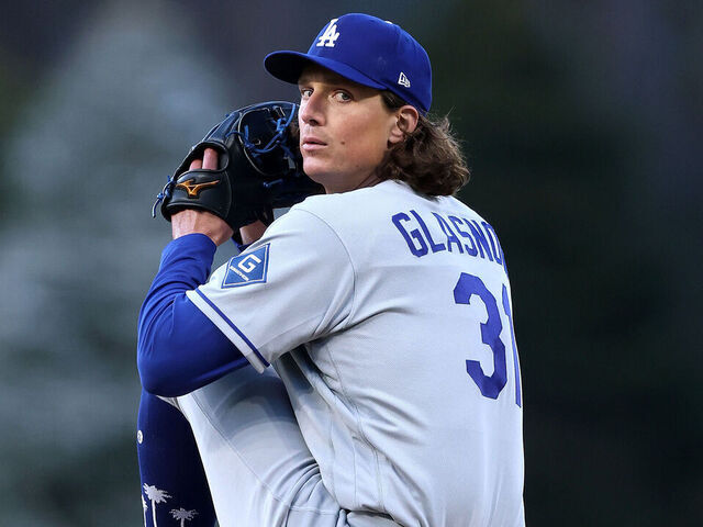 DENVER, COLORADO - APRIL 17: Starting pitcher Tyler Glasnow #31 of the Los Angeles Dodgers throws against the Colorado rockies during the first inning at Coors Field on April 17, 2026 in Denver, Colorado.