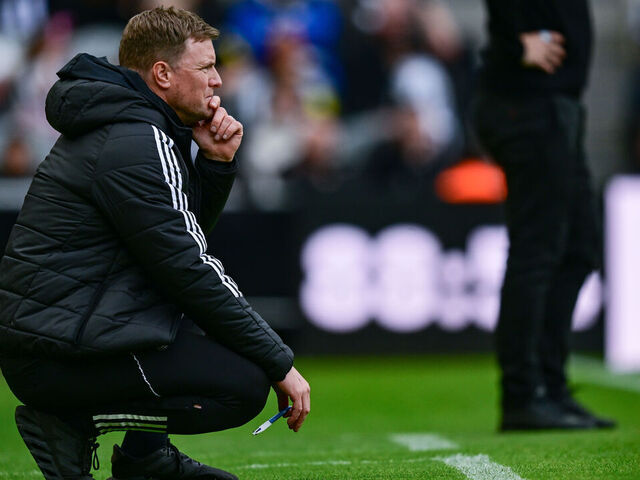 NEWCASTLE UPON TYNE, ENGLAND - APRIL 18: Newcastle United Head Coach Eddie Howe looks on during the Premier League match between Newcastle United and Bournemouth at St James' Park on April 18, 2026 in Newcastle upon Tyne, England.