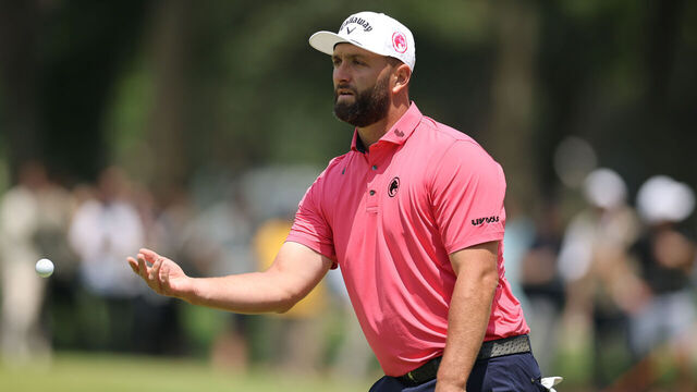 MEXICO CITY, MEXICO - APRIL 18: Jon Rahm of Legion XIII throws a ball during day three of LIV Golf Mexico City at Club de Golf Chapultepec on April 18, 2026 in Mexico City.