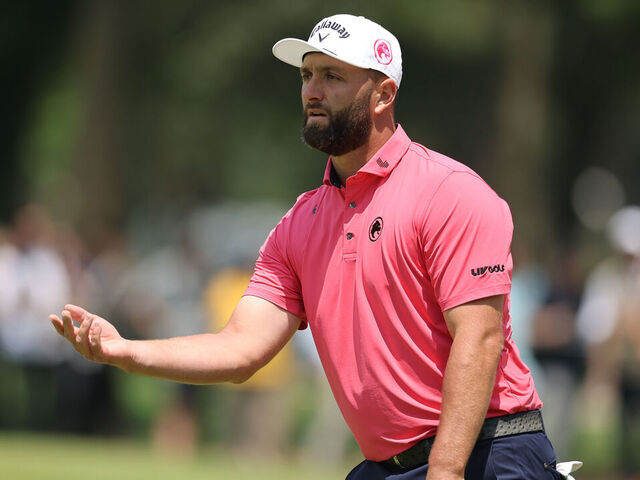 MEXICO CITY, MEXICO - APRIL 18: Jon Rahm of Legion XIII throws a ball during day three of LIV Golf Mexico City at Club de Golf Chapultepec on April 18, 2026 in Mexico City.