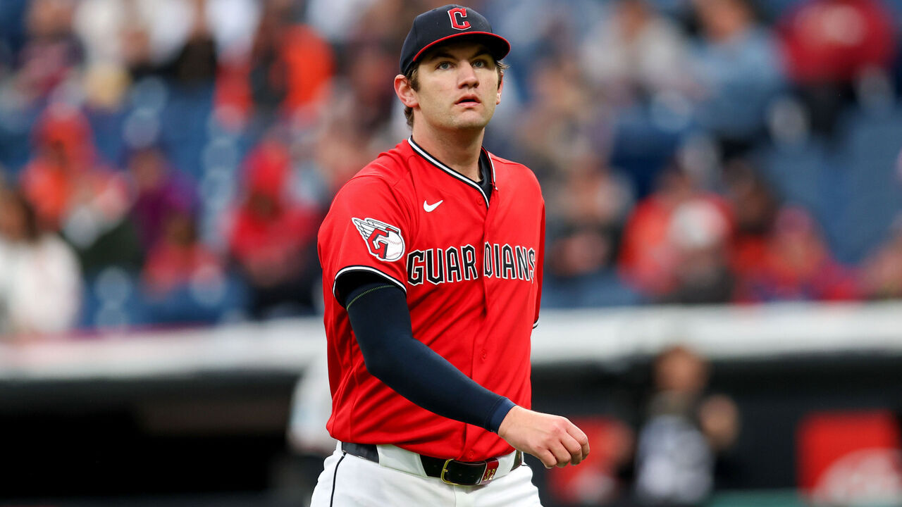 CLEVELAND, OH - APRIL 18: Cleveland Guardians starting pitcher Gavin Williams (32) leaves the mound following the first inning of the Major League Baseball game between the Baltimore Orioles and Cleveland Guardians on April 18, 2026, at Progressive Field in Cleveland, OH.