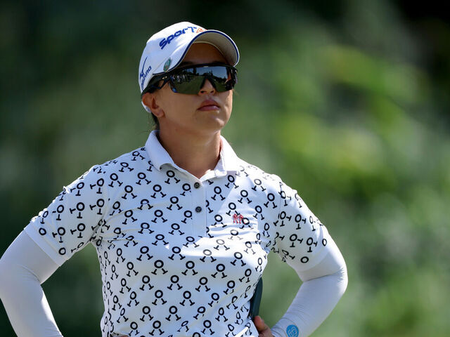 TARZANA, CALIFORNIA - APRIL 18: Sei Young Kim of South Korea lines up shot on the sixth hole during the third round of the JM Eagle LA Championship presented by Plastpro at El Caballero Country Club on April 18, 2026 in Tarzana, California.