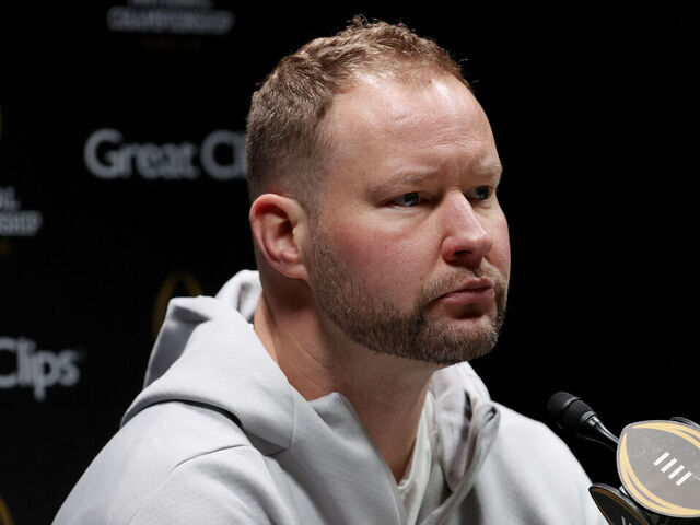 MIAMI BEACH, FLORIDA - JANUARY 17: Defensive coordinator Bryant Haines of the Indiana Hoosiers speaks to the media during media day activities prior to the 2026 College Football Playoff National Championship game between the Miami Hurricanes and the Indiana Hoosiers at Miami Beach Convention Center on January 17, 2026 in Miami Beach, Florida.