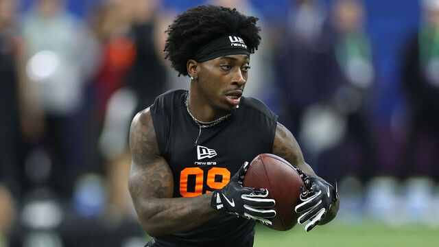 INDIANAPOLIS, INDIANA - FEBRUARY 28: Zachariah Branch of the Georgia Bulldogs participates in a drill during the 2026 NFL Scouting Combine at Lucas Oil Stadium on February 28, 2026 in Indianapolis, Indiana.