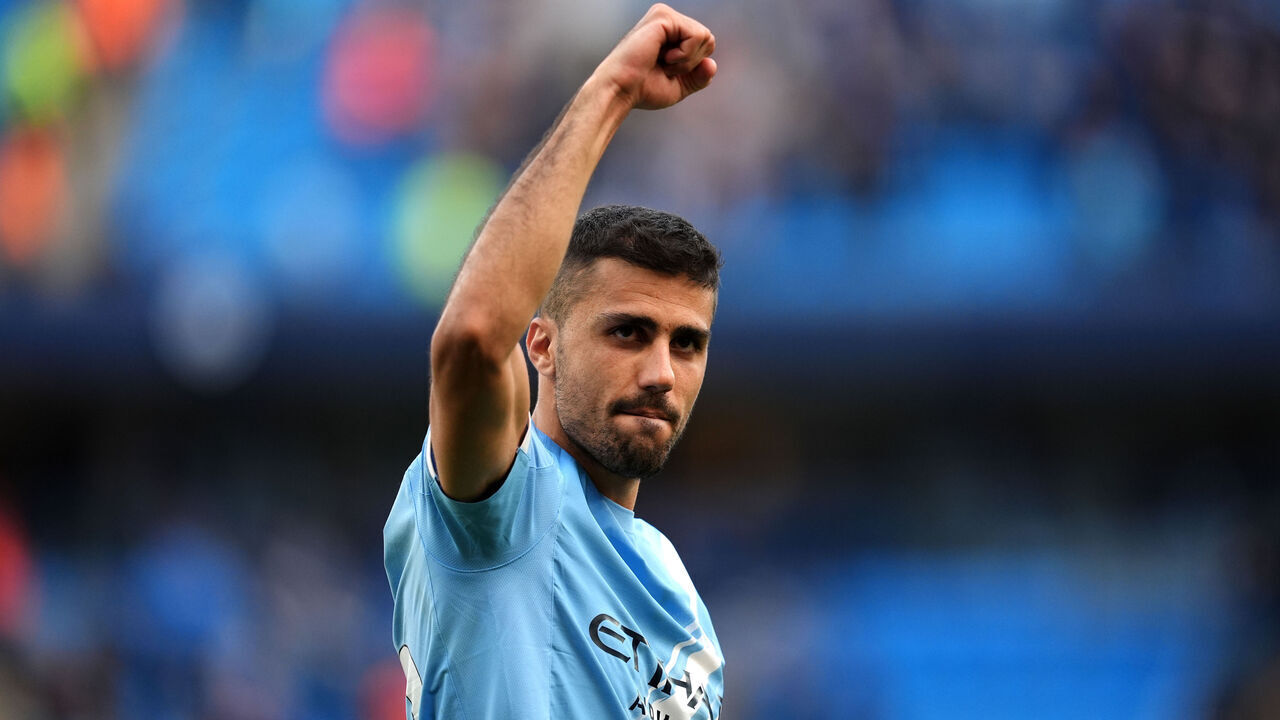 Manchester City's Rodri salutes the fans following the Premier League match at the Etihad Stadium, Manchester. Picture date: Sunday April 19, 2026.