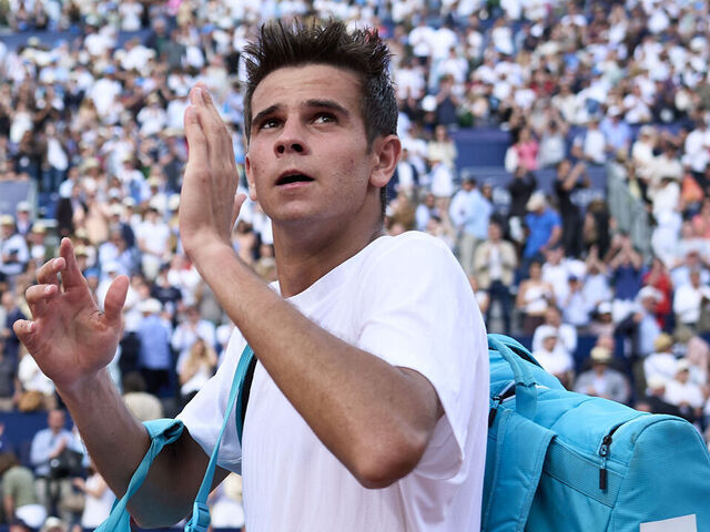 BARCELONA, SPAIN - APRIL 18: Rafael Jodar of Spain acknowledges the crowd as he leaves the court following his defeat against Arthur Fils in the Men's Singles Semifinal Final Match during day six of the Barcelona Open Banc Sabadell 2026 at Real Club De Tenis Barcelona on April 18, 2026 in Barcelona, Spain.