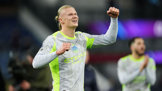Manchester City's Erling Haaland celebrates after the Premier League match at Turf Moor, Burnley. Picture date: Wednesday April 22, 2026.