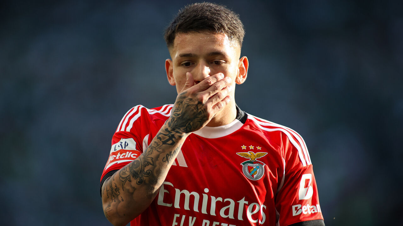 Lisbon, Portugal - April 19: Benfica's Gianluca Prestianni during the Primeira Liga match between Sporting CP and SL Benfica at Estadio Jose Alvalade on April 19, 2026 in Lisbon, Portugal.