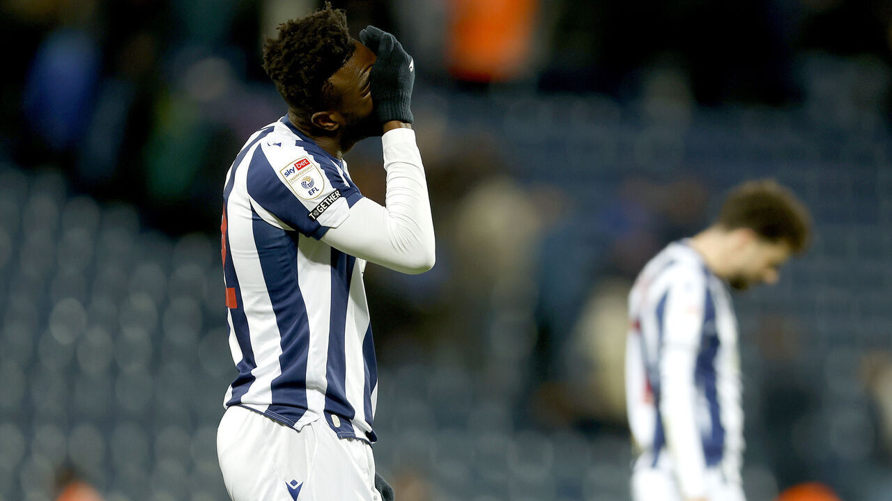 WEST BROMWICH, ENGLAND - DECEMBER 26: Daryl Dike of West Bromwich Albion looks dejected as he reacts after the final whistle and the 1-2 defeat in the Sky Bet Championship match between West Bromwich Albion and Bristol City at The Hawthorns on December 26, 2025 in West Bromwich, United Kingdom.