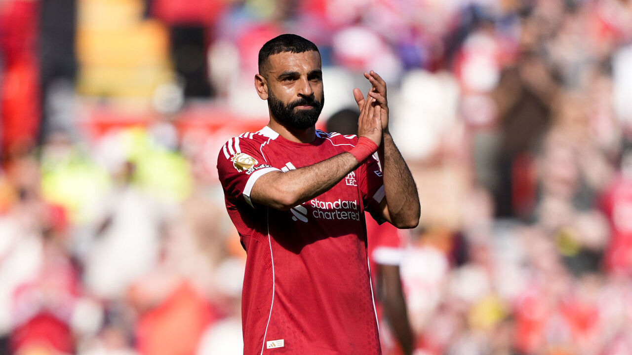 Liverpool's Mohamed Salah applauds the fans as he is substituted during the Premier League match at Anfield, Liverpool. Picture date: Saturday April 25, 2026.