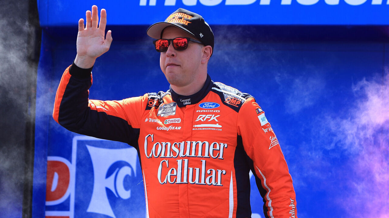 BRISTOL, TN - APRIL 12: Brad Keselowski (#6 RFK Racing Consumer Cellular Ford) walks out onto the pre-race stage prior to the running of the NASCAR Cup Series Food City 500 on April 12, 2026 at Bristol Motor Speedway in Bristol, TN.