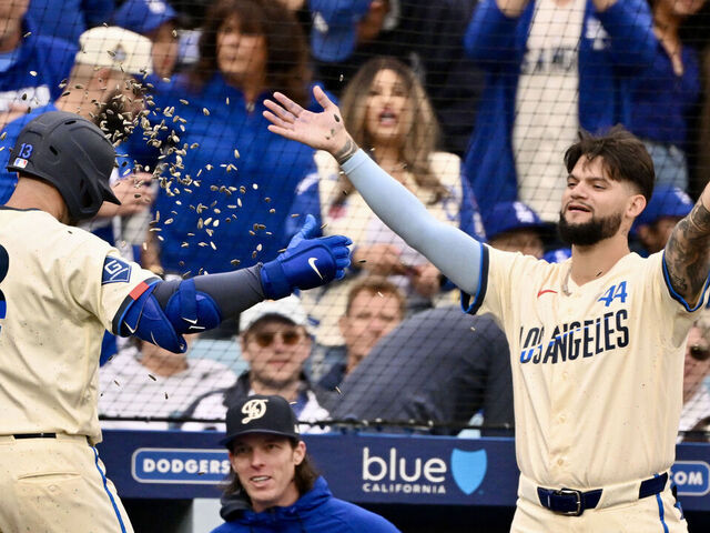 Los Angeles, CA - April 25: in the xxx inning of a baseball game at Dodger Stadium in Los Angeles on Saturday, April 25, 2026.