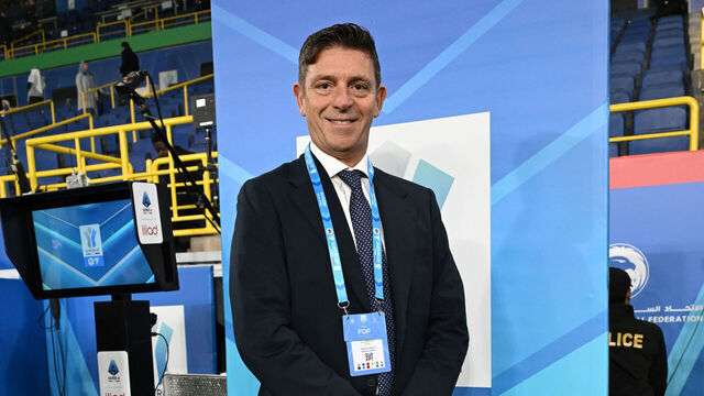 RIYADH, SAUDI ARABIA - DECEMBER 22: Gianluca Rocchi looks during the Supercoppa Italiana final match between SSC Napoli v Bologna FC 1909 at King Saud University Stadium on December 22, 2025 in Riyadh, Saudi Arabia.