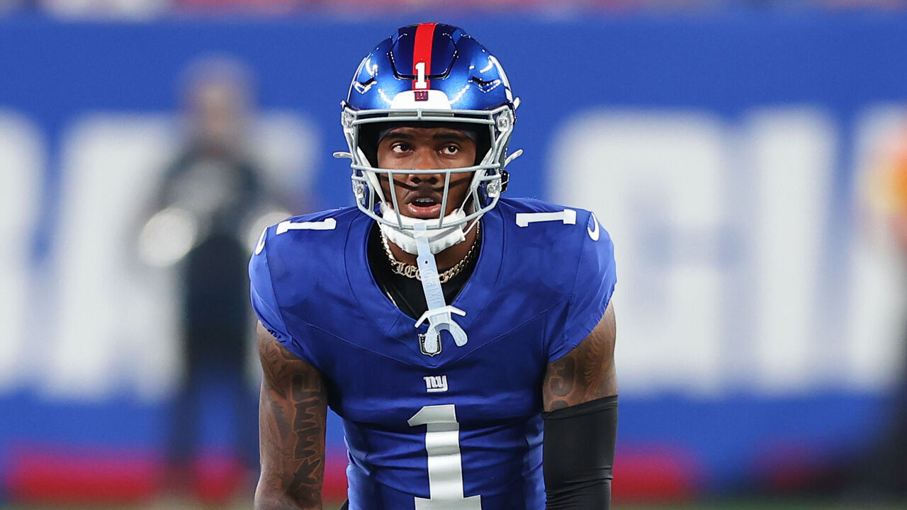 EAST RUTHERFORD, NJ - SEPTEMBER 21: Malik Nabers #1 of the New York Giants during the game against the Kansas City Chiefs on September 21, 2025 at MetLife Stadium in East Rutherford, New Jersey.
