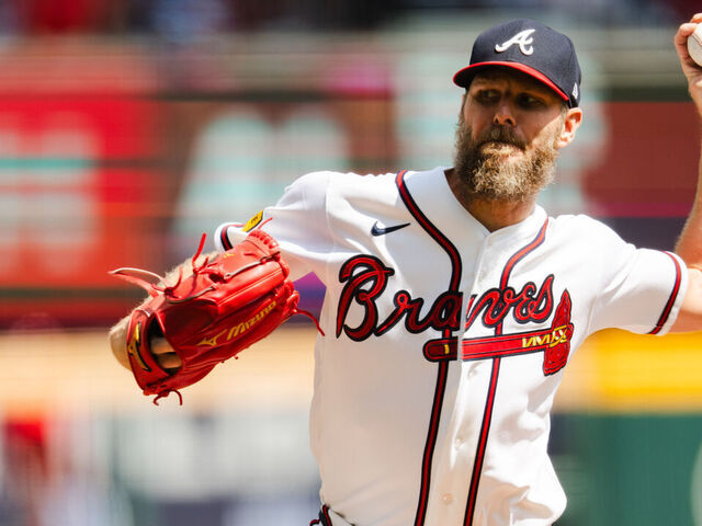 ATLANTA, GA - APRIL 26: Chris Sale #51 of the Atlanta Braves pitches during the fifth inning against the Philadelphia Phillies at Truist Park on April 26, 2026 in Atlanta, Georgia.