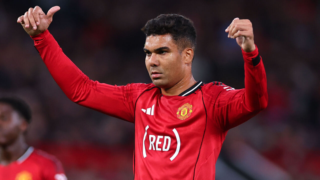 MANCHESTER, ENGLAND - APRIL 27: Casemiro of Manchester United during the Premier League match between Manchester United and Brentford at Old Trafford on April 27, 2026 in Manchester, United Kingdom.